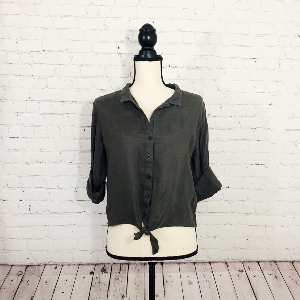 Cloth&Stone Dark Green Top Size M
